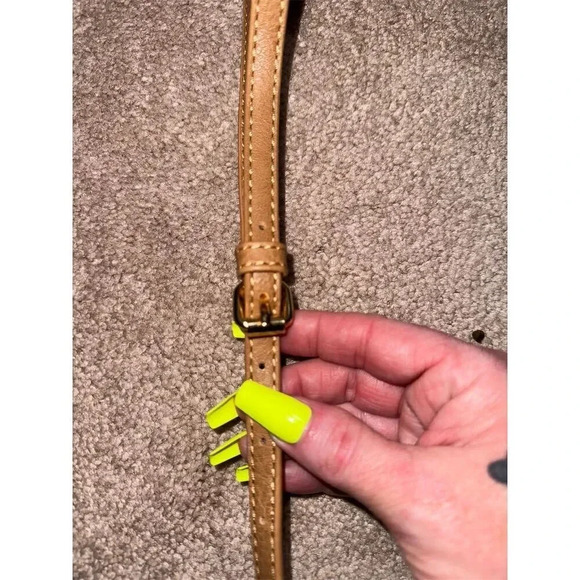 Emperia Vegan Leather Mini Crossbody Bag Brown with Tassel Adjustable Strap - Picture 8 of 9